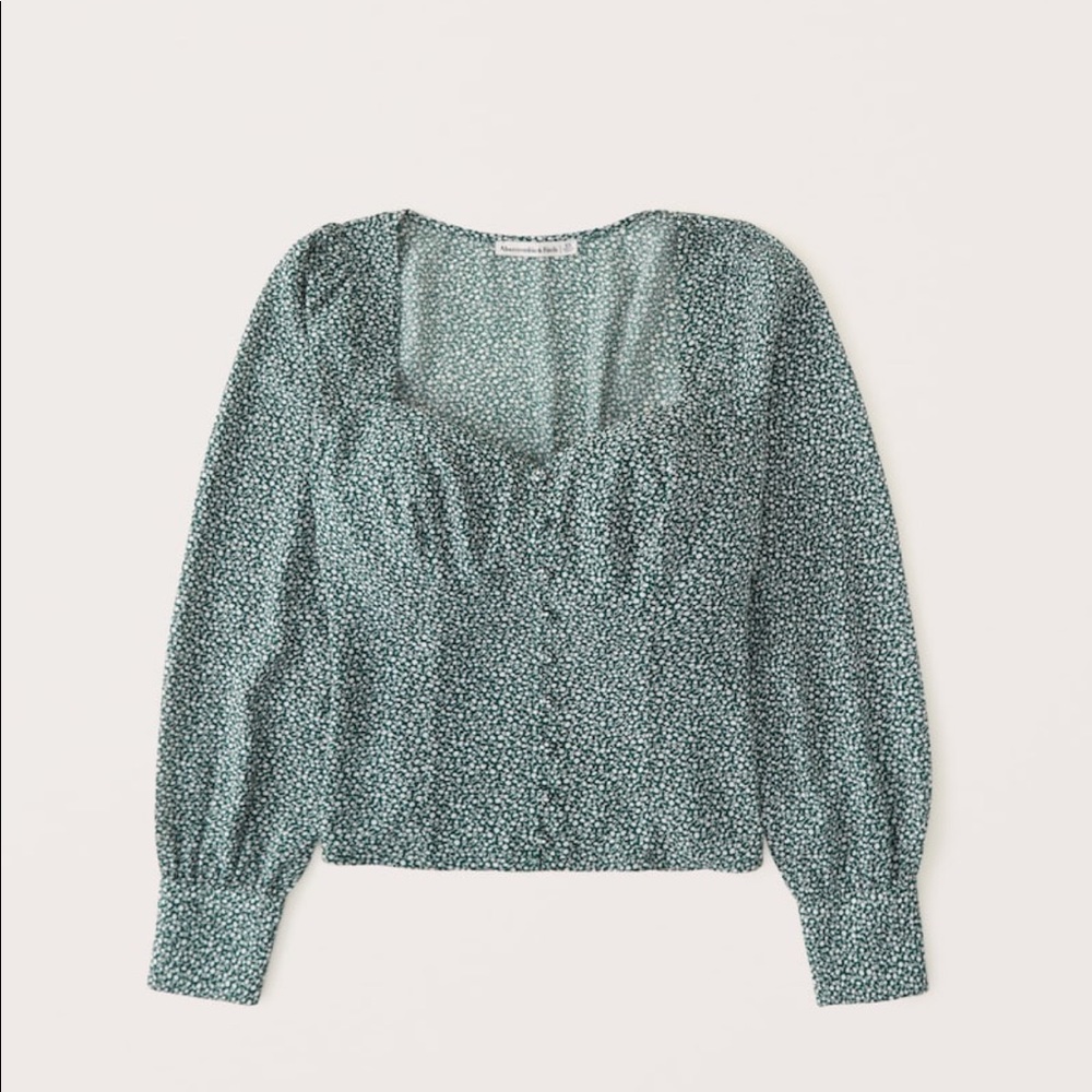 Abercrombie & Fitch Long Sleeve Button Through V-Neck Top